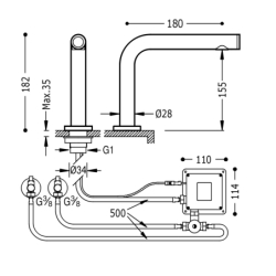 Bateria elektroniczna umywalkowa z systemem mieszania wstępnego- MAX chrom TRES 06144801