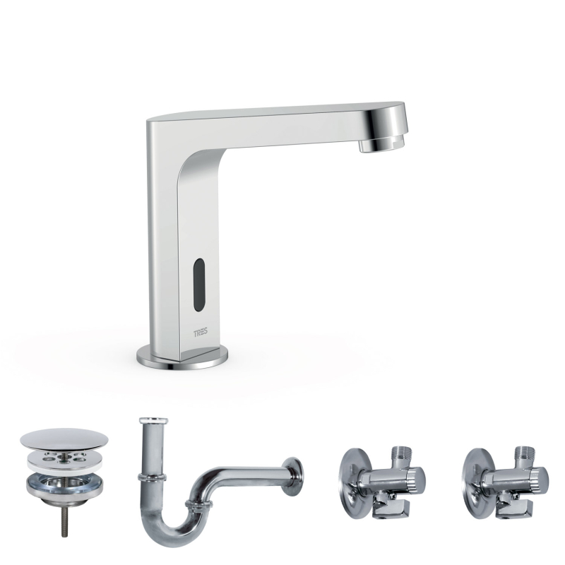Zestaw baterii elektronicznej z systemem wstępnego mieszania do umywalki ELECTRONIC chrom TRES 39210399