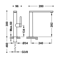 Bateria jednouchwytowa kuchenna chrom TRES 23044002