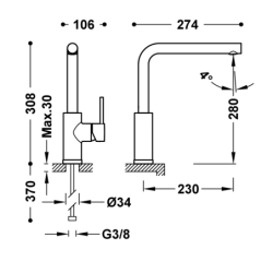 Bateria jednouchwytowa kuchenna chrom TRES 23044006
