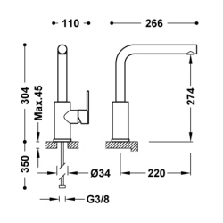 Bateria jednouchwytowa kuchenna chrom TRES 181436