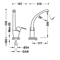 Bateria jednouchwytowa kuchenna- chrom TRES 6944001