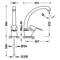 Bateria jednouchwytowa kuchenna chrom TRES 21544101