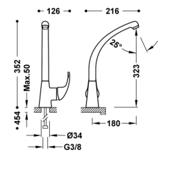 Bateria jednouchwytowa kuchenna chrom TRES 172447