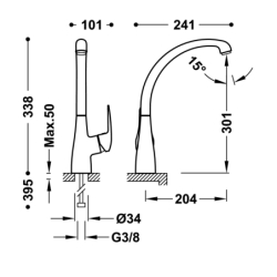Bateria jednouchwytowa kuchenna chrom TRES 21644710