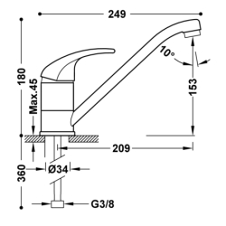 Bateria jednouchwytowa kuchenna chrom TRES 172333
