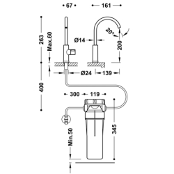 Bateria jednouchwytowa do wody filtrowanej przeznaczona do użytku w kuchni chrom TRES 23050401