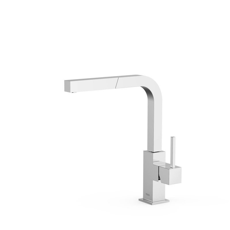 Bateria jednouchwytowa z wyciąganą wylewką kuchenną chrom TRES 106437