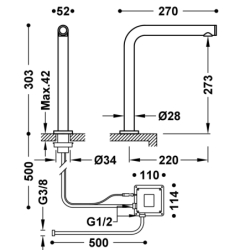Elektroniczna bateria 1-drożna kuchenna ELECTRONIC chrom TRES 161445