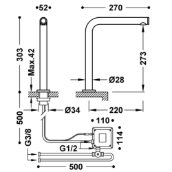 Bateria elektroniczna kuchenna z systemem mieszania wstępnego ELECTRONIC chrom TRES 161446