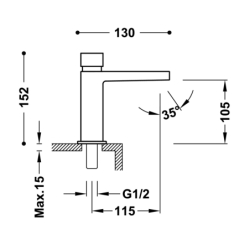 Bateria czasowa 1-drożna umywalkowa chrom TRES 20511201