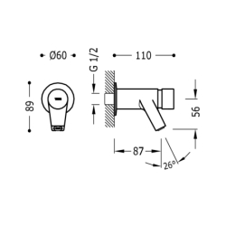 Bateria czasowa naścienna 1-drożna umywalkowa- chrom TRES 1210002