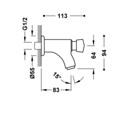 Bateria czasowa naścienna 1-drożna umywalkowa chrom TRES 21210001