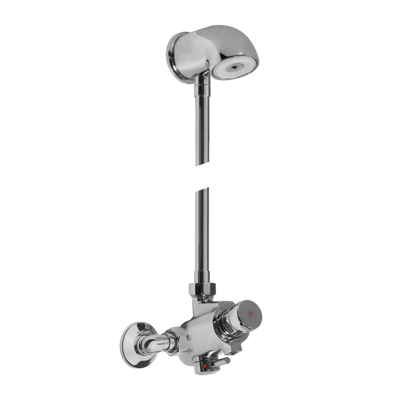 Zestaw baterii z przyciskiem czasowym z przełącznikiem temperatury prysznicowy chrom TRES 112163