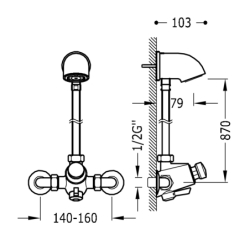 Zestaw baterii z przyciskiem czasowym z przełącznikiem temperatury prysznicowy chrom TRES 112163