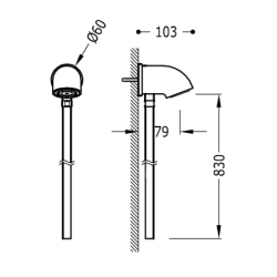 Deszczownica ścienna prysznicowa z rurą przyłączeniową chrom TRES 11216150