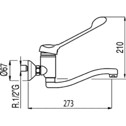 Bateria jednouchwytowa medyczna naścienna chrom TRES 17231811