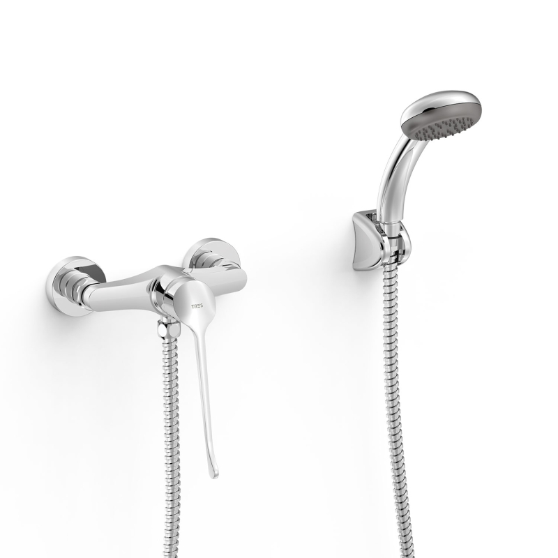 Bateria jednouchwytowa medyczna ścienna prysznicowa BASE chrom TRES 2151671011