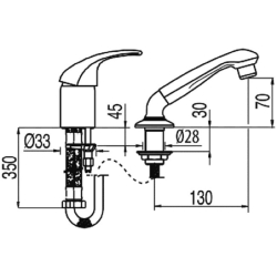 Bateria jednouchwytowa fryzjerska do mycia włosów chrom TRES 172450