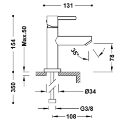 Bateria jednouchwytowa umywalkowa- chrom TRES 6260301