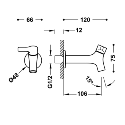 Bateria naścienna 1-drożna do biura lub pralni chrom TRES 21552002