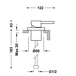 Jednouchwytowa bateria jednokierunkowa wpuszczana w powierzchnię- chrom TRES 3416101