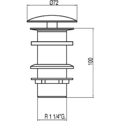 Zawór spustowy zawsze otwarty do umywalki bez przelewu chrom TRES 13424030
