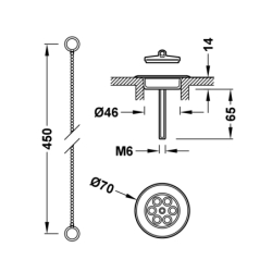 Sitko do odpływu z łańcuszkiem i zatyczką do umywalki, bidetu i zlewu- chrom TRES 3474601