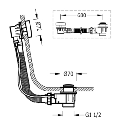 Zawór spustowy automatyczny do wanny z przelewem chrom TRES 13453410