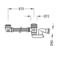 Click-clack do wanny z przelewem i odpływem chrom TRES 134445