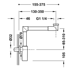 Syfon teleskopowy kolankowy do umywalki chrom TRES 16110362