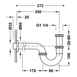 Syfon teleskopowy obrotowy do umywalki chrom TRES 13463810