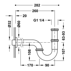 Syfon teleskopowy obrotowy do umywalki chrom TRES 134215024