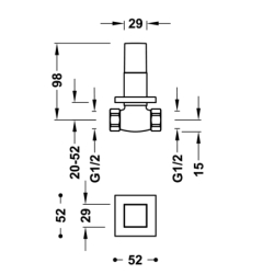 Zawór odcinający podtynkowy-0 chrom TRES 715501