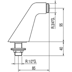 Przyłącze wody do montażu wolnostojącego na brzegu wanny do baterii wannowej chrom TRES 134871