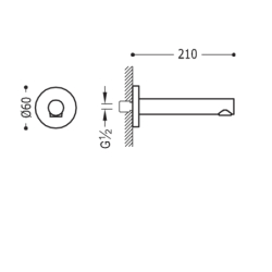 Wylewka stała naścienna- chrom TRES 6117202