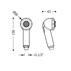 Prysznic wciągany do baterii kuchennej. 2 rodzaje strumienia. R1/2 chrom TRES 9134880