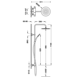 Zestaw ścienny z jednouchwytową baterią mieszającą i przełącznikiem FLAT chrom TRES 22019101