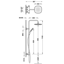 Zestaw ścienny z jednouchwytową baterią mieszającą i przełącznikiem CANIGÓ PLUS chrom TRES 21819110