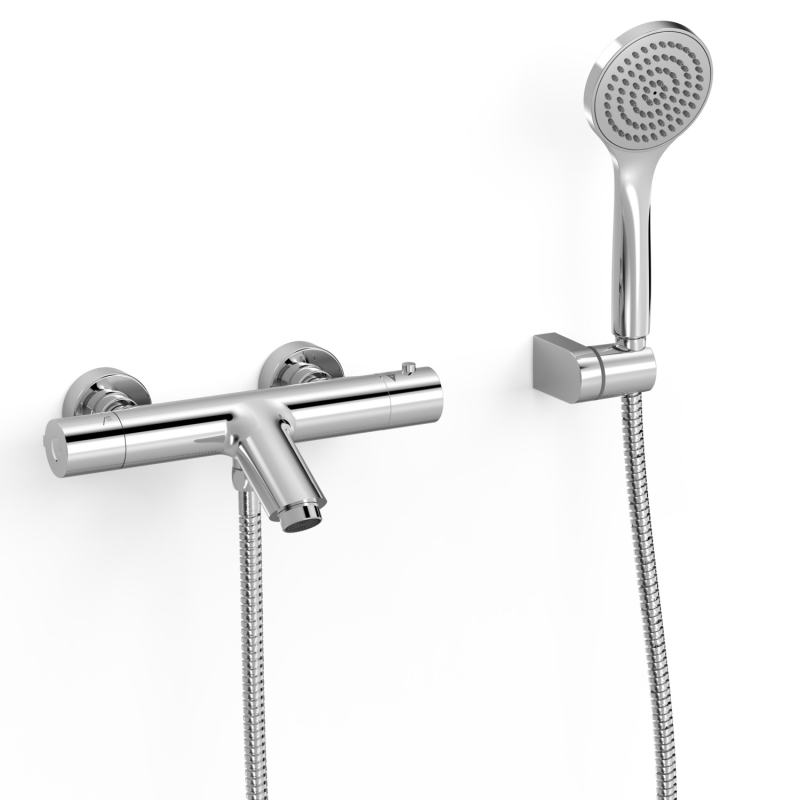 Bateria termostatyczna naścienna wannowa i prysznicowa BASE PLUS chrom TRES 21617409