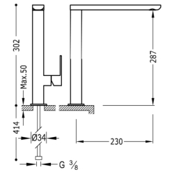 Bateria jednouchwytowa XXL umywalkowa z boczną dźwignią LOFT biel-chrom TRES 20020503BL