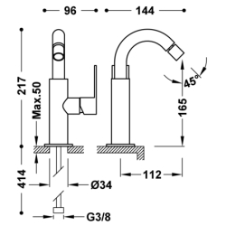Bateria jednouchwytowa do bidetu z boczną dźwignią LOFT biel-chrom TRES 20022401BL