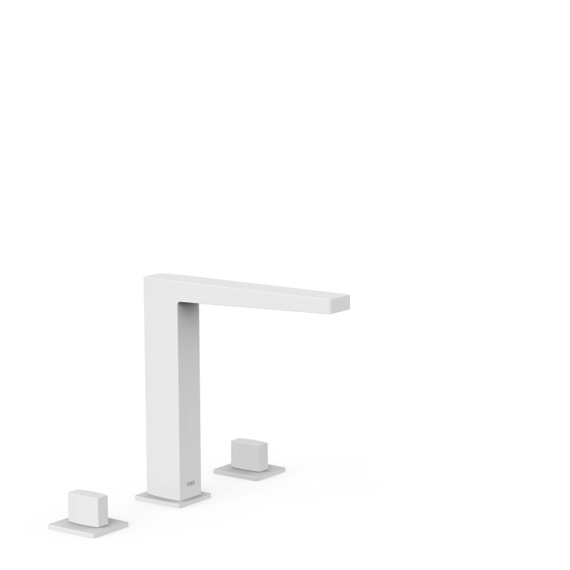 Bateria dwuuchwytowa stojąca umywalkowa SLIM biel matowa TRES 20210501BM