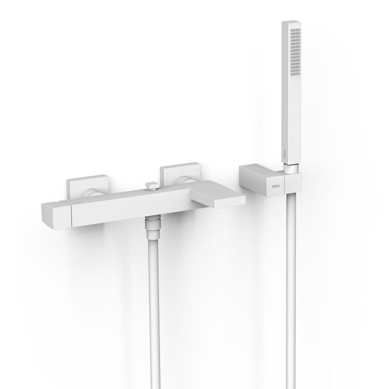 Bateria jednouchwytowa ścienna wannowa i prysznicowa SLIM biel matowa TRES 20217001BM