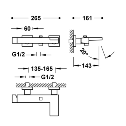 Bateria jednouchwytowa ścienna wannowa i prysznicowa SLIM biel matowa TRES 20217001BM