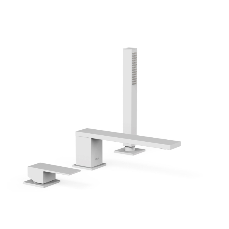 Bateria jednouchwytowa z montażem na krawędzi wanny CUADRO biel matowa TRES 00616105BM