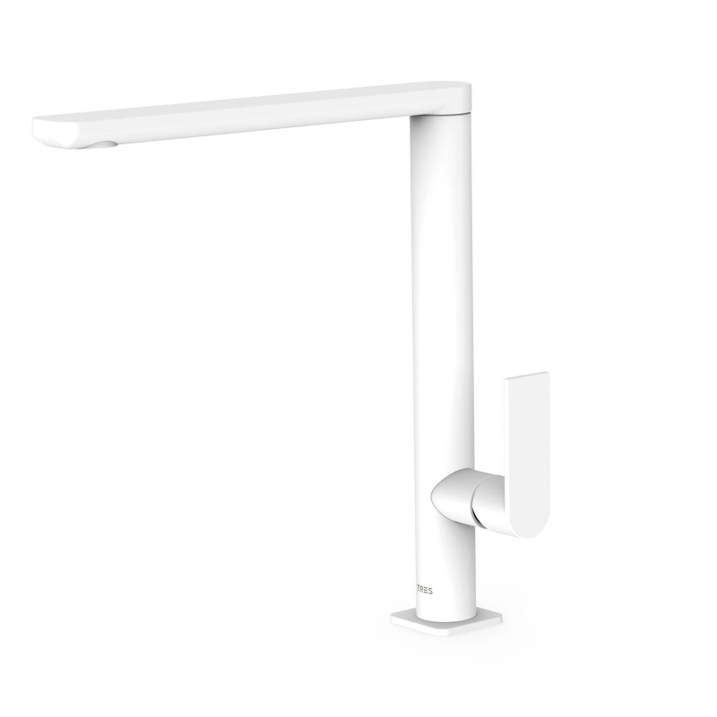 Bateria jednouchwytowa XXL umywalkowa z boczną dźwignią LOFT biel matowa TRES 20020503BM