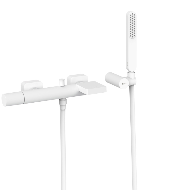 Bateria jednouchwytowa ścienna wannowa i prysznicowa LOFT biel matowa TRES 20017001BM