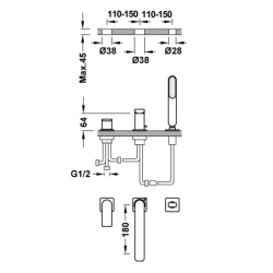 Bateria jednouchwytowa z montażem na krawędzi wanny LOFT biel matowa TRES 20016203BM