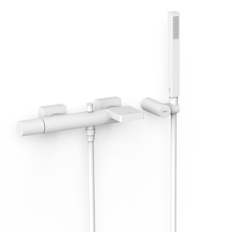 Bateria jednouchwytowa ścienna wannowa i prysznicowa PROJECT-TRES biel matowa TRES 21117001BM